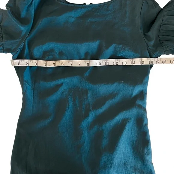 Banana Republic Silk Teal Dress with Striped Hem - Picture 7 of 7